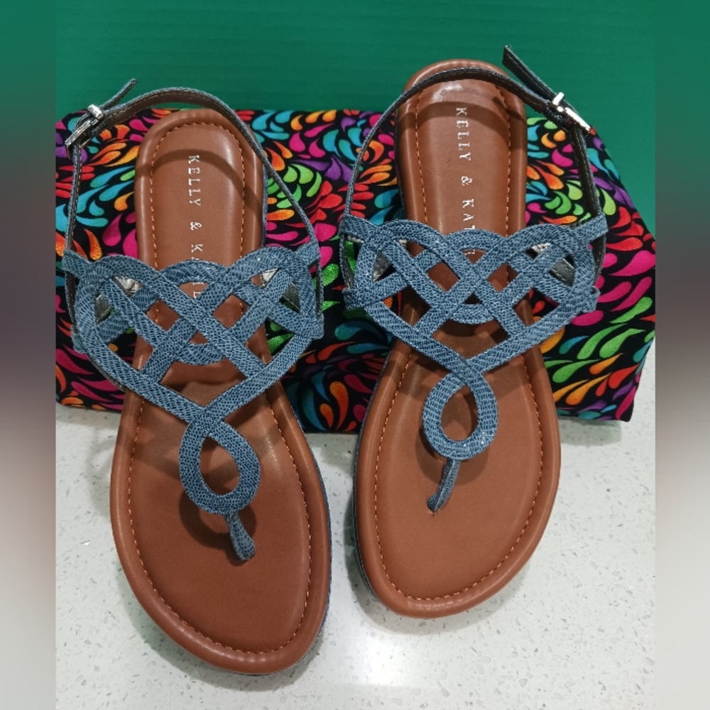 Kelly & Katie Denim Blue Sandals - Picture 2 of 4